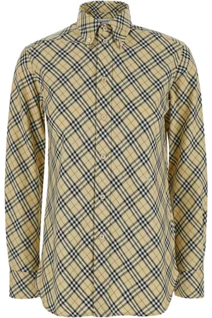 Burberry Koszule, Kobieta, Beżowy, 2XS, Oversize Beżowa Koszula z Wzorem