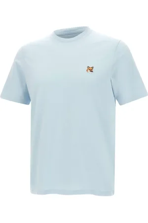 Maison Kitsuné Koszulki, Mężczyzna, Niebieski, S, Niebieski T-shirt z logo lisa