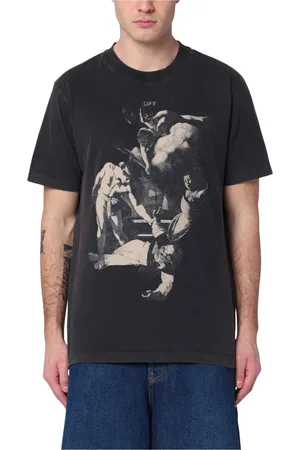 OFF-WHITE Koszulki, Mężczyzna, Czarny, L, Bawełna, T-shirt z krótkim rękawem i okrągłym dekoltem