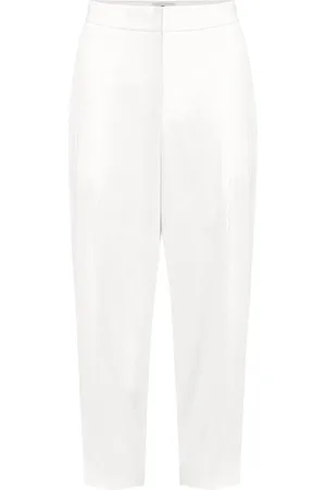 Elisabetta Franchi Spodnie, Kobieta, Biały, 2XS, Poliester, Ivory Cropped Spodnie Essential Collection