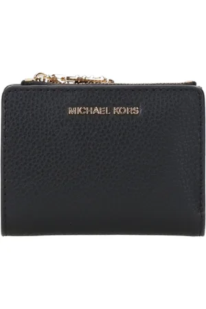 Michael Kors Akcesoria, Kobieta, Czarny, ONE SIZE, Skóra, Portfel ze skóry ziarnistej z zatrzaskiem