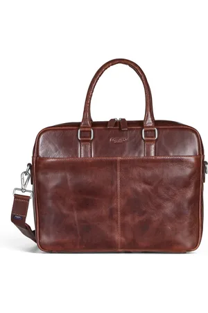 Howard London Torebki, Mężczyzna, brązowy, ONE SIZE, Brązowa skórzana torba na laptopa