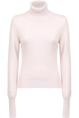 Maison Margiela Swetry, Kobieta, Różowy, M, Wełna, Kremowy golf z wełny