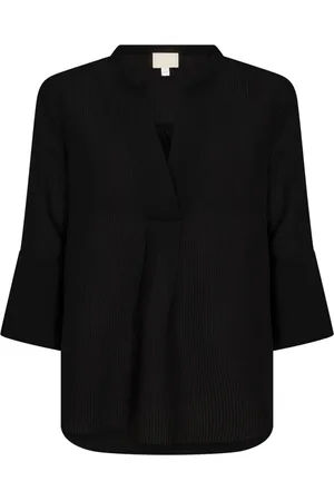 Soaked in Luxury Bluzki, Kobieta, Czarny, L, Elegancka Czarna Bluzka z Dekoltem V