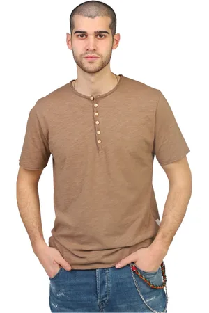 GIANNI LUPO Koszulki, Mężczyzna, brązowy, XL, T-shirt z guzikami