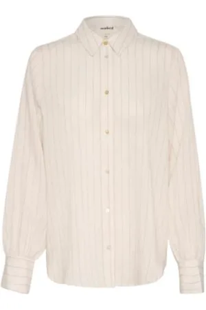 Soaked in Luxury Bluzki, Kobieta, Beżowy, 2XL, Koszula Nature Stripe
