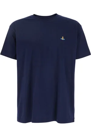 Vivienne Westwood Koszulki, Mężczyzna, Niebieski, XL, Niebieski T-shirt z okrągłym dekoltem i logo Orb