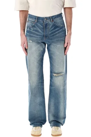 Maison Margiela Jeansy, Mężczyzna, Niebieski, W34, Jasnoniebieskie Spodnie z Przetarciami