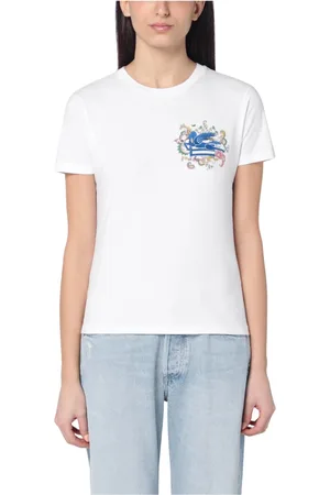 Etro Koszulki, Kobieta, Biały, S, T-shirt z krótkim rękawem i okrągłym dekoltem