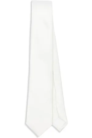 corneliani Akcesoria, Mężczyzna, Biały, ONE SIZE, Białe Krawaty z tkaniny twill z wiązaniem samodzielnie