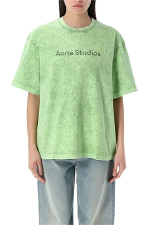 Acne Studios Koszulki, Kobieta, Zielony, M, Vintage Logo T-shirt Bright