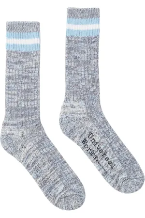 Universal Works Bielizna, unisex, Niebieski, M, Klasyczne Skarpetki w Paski