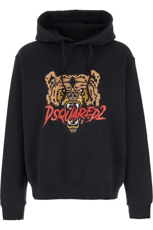 Dsquared2 Bluzy, Mężczyzna, Czarny, L, Czarna bluza z kapturem i logo