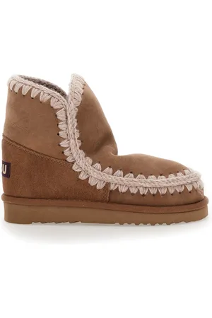 Mou Buty, Kobieta, brązowy, 37 EU, Zamsz, Brązowe Zamszowe Buty Eskimo z Logo Patch