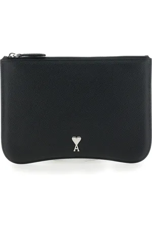 Ami Torebki, Mężczyzna, Czarny, ONE SIZE, Zamsz, Czarna Pouch z Detalem Logo Coeur