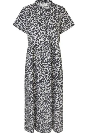 Lollys Laundry Sukienki, Kobieta, Czarny, XS, Maxi Sukienka w Wzór Leoparda