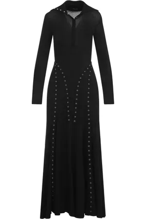 Simone Rocha Sukienki, Kobieta, Czarny, S, Czarna Włóczkowa Sukienka Bawełniana Aw 24