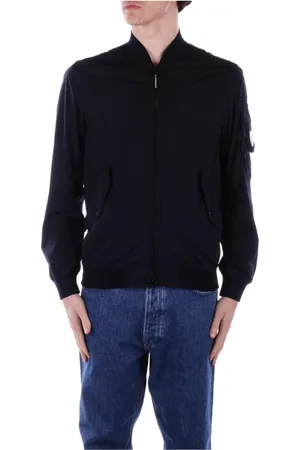 C.P. Company Kurtki, Mężczyzna, Niebieski, M, Nylon, Slim Fit Logo Side Zip Coat