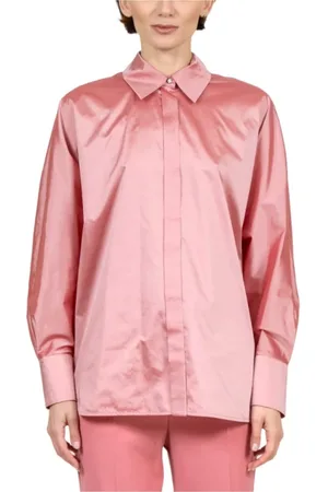 Max Mara Bluzki, Kobieta, Różowy, L, Jedwabna Koszula Akwamaryn - Guzik Jubilerski