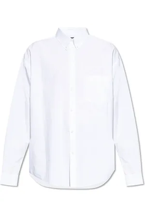 Balenciaga Koszule, Mężczyzna, Biały, M, Len, Bawełniana koszula z kieszenią