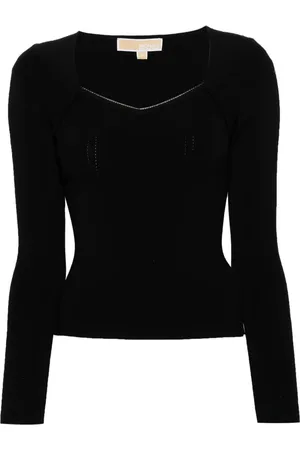 Michael Kors Bluzki, Kobieta, Czarny, L, Nylon, Bluzka-bustier z ozdobnym wykończeniem z kamieni