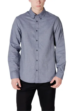 Armani Exchange Koszule, Mężczyzna, Niebieski, L, Elegancka męska koszula z długim rękawem