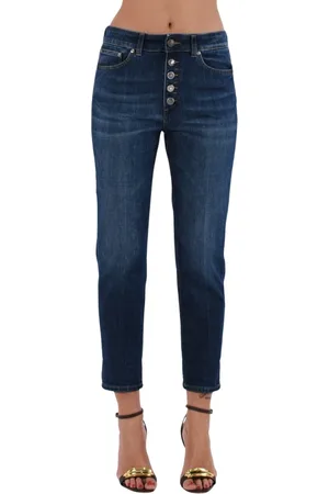 Dondup Jeansy, Kobieta, Niebieski, W30, Denim, Jeansyy z ozdobami o niskim stanie w dżinsie