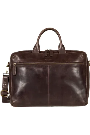 Howard London Torebki, Mężczyzna, brązowy, ONE SIZE, Ciemnobrązowa torba na laptopa z skóry