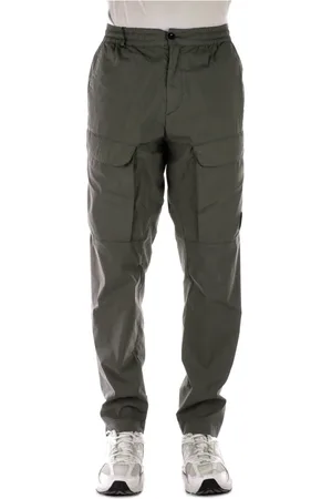C.P. Company Spodnie, Mężczyzna, Zielony, M, Nylon, Logo Front Skinny Spodnie Zamek Błyskawiczny