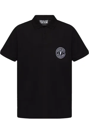 VERSACE Koszulki, Mężczyzna, Czarny, XL, Czarna Koszulka Polo z Logo