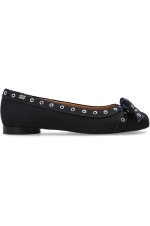 Ganni Buty, Kobieta, Niebieski, 41 EU, Denim, Baleriny z kokardą