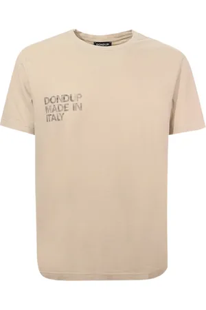 Dondup Koszulki, Mężczyzna, Beżowy, M, Logo Print Crew-neck T-shirt Yeast