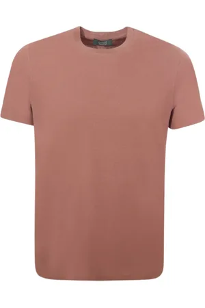 ZANONE Koszulki, Mężczyzna, Różowy, L, Lososiowy T-shirt z okraglym dekoltem Slim Fit