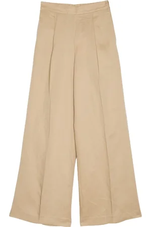 Twin-Set Spodnie, Kobieta, Beżowy, S, Beżowe lniane spodnie Palazzo z Tencel