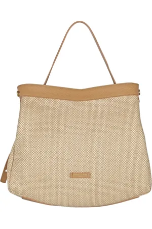 Gianni chiarini Torebki, Kobieta, Beżowy, ONE SIZE, Plecak z plecionki skórzanej i słomy Ottavia
