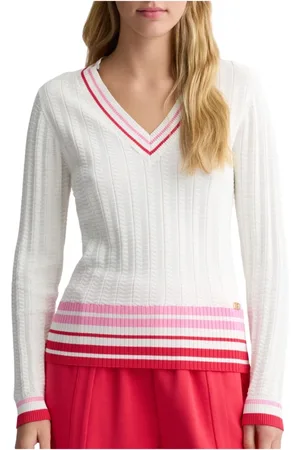 Liu Jo Swetry, Kobieta, Biały, S, Stylowy Sweter w Milk/Red Candy