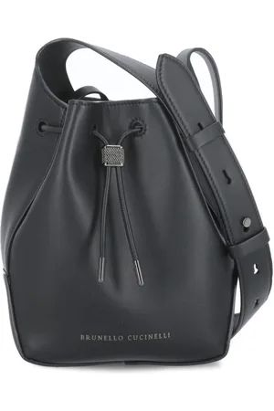 Brunello Cucinelli Torebki, Kobieta, Czarny, ONE SIZE, Czarna Skórzana Torba na Ramię Logo