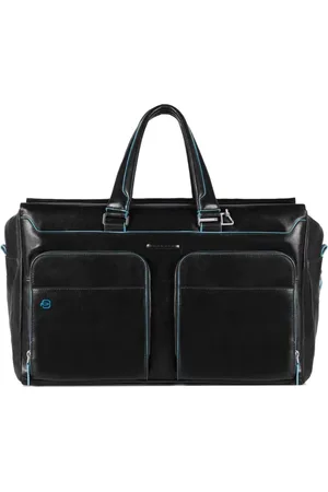Piquadro Torebki, unisex, Czarny, ONE SIZE, Czarna Skórzana Torba Podróżna Niebieski Kwadrat