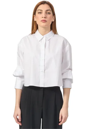 Armani Exchange Bluzki, Kobieta, Biały, M, Biała Koszula z 3/4 Rękawami