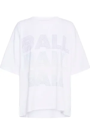 Ball Koszulki, Kobieta, Biały, M, Oversized Tee z Szerokimi Rękawami