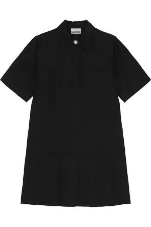 Ganni Sukienki, Kobieta, Czarny, S, Sukienka Mini z Tkaniny Twill