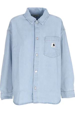 Carhartt Bluzki, Kobieta, Niebieski, L, Niebieski Kamień Wybielona Koszula Kurtka
