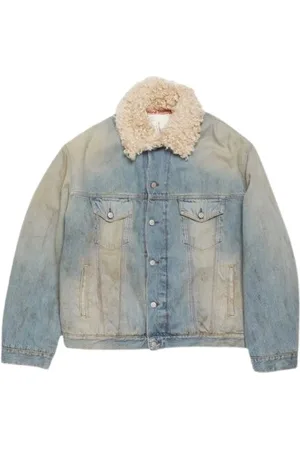 Acne Studios Kurtki, Kobieta, Niebieski, M, Denim, Denim Kurtka z futrem w rozmiarze oversize