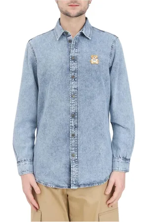 Moschino Koszule, Mężczyzna, Niebieski, M, Bawełna, Koszula Couture 100% Bawełna