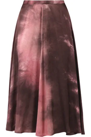 Maliparmi Spódnice, Kobieta, brązowy, M, Spódnica Midi w Stylu Tie-Dye z Ukrytym Zamkiem
