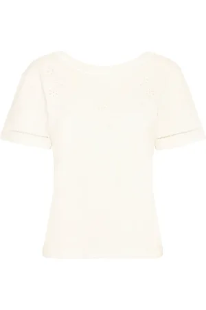 Ichi Koszulki, Kobieta, Biały, L, Bawełna, Cloud Dancer T-shirt Top Krótki Rękaw
