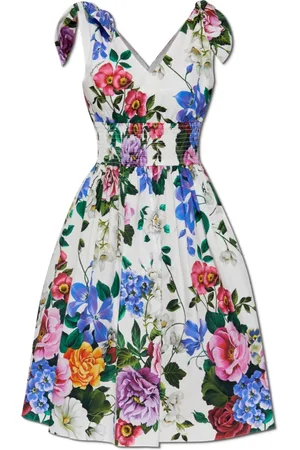 Dolce & Gabbana Sukienki, Kobieta, Wielobarwność, S, Bawełna, Sukienka z motywem kwiatowym