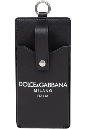 Dolce & Gabbana Akcesoria, Mężczyzna, Czarny, ONE SIZE, Bawełna, Czarny etui na telefon z logo