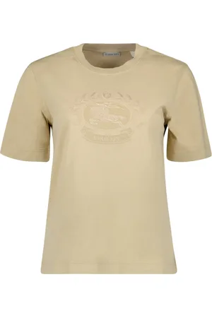 Burberry Koszulki, Kobieta, Beżowy, M, Beżowy Bawełniany T-shirt Jesień-Zima 2024