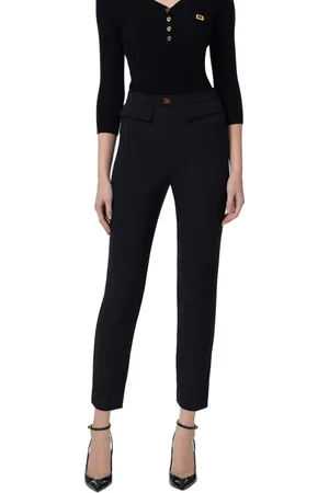 Elisabetta Franchi Spodnie, Kobieta, Czarny, S, Poliester, Czarne obcisłe spodnie stretch